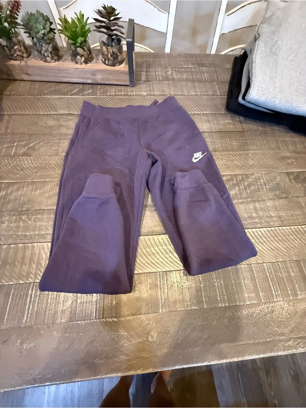 Nike Kids Purple Sweatpants with White Swoosh